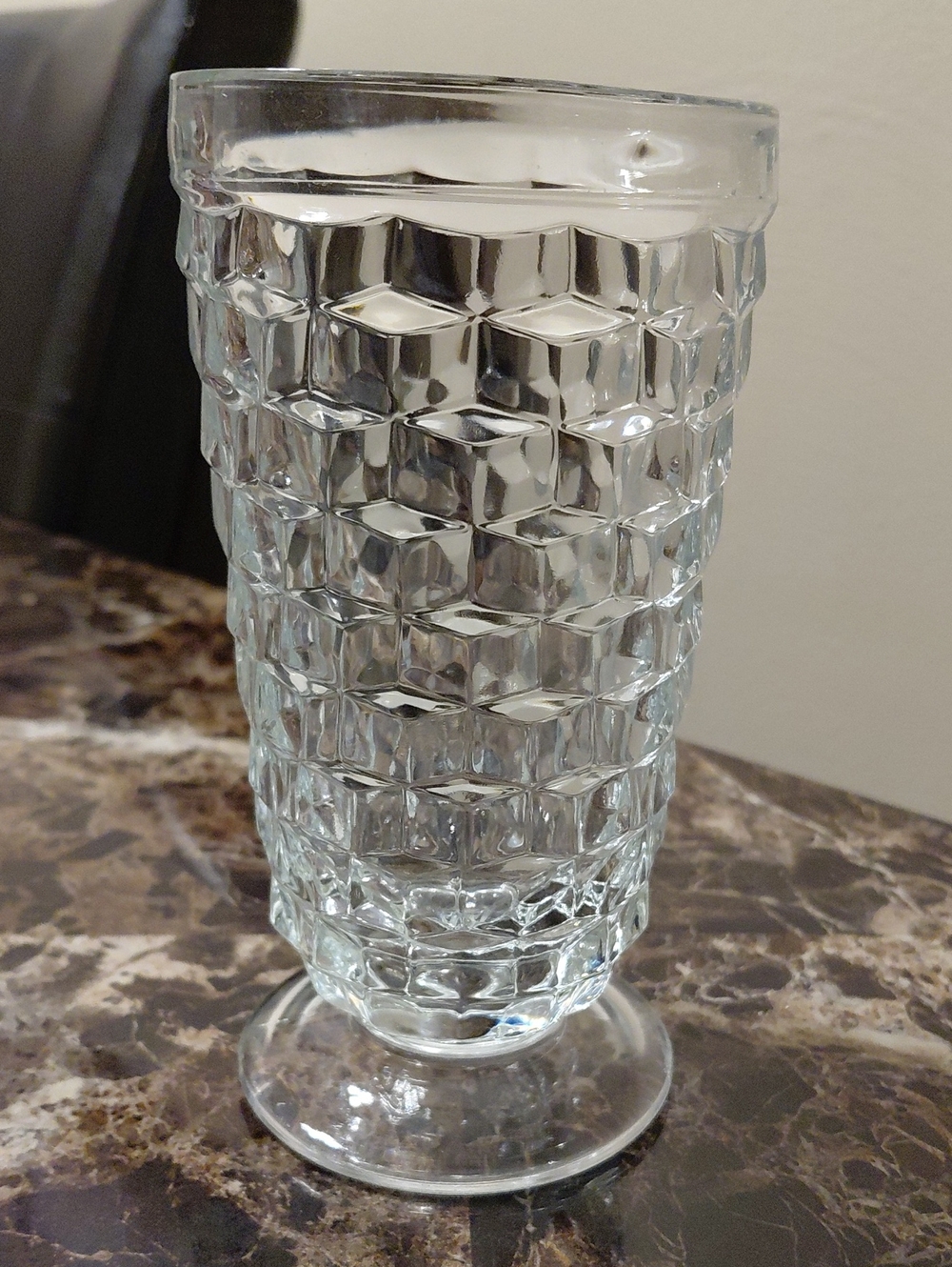 Vintage Indiana Glass Colony Whitehall Clear Stacked Cube Iced Tea Glass